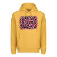 Mustard pink glitter leopard with heart background Premium Hoodie - OliviaCreatesArt