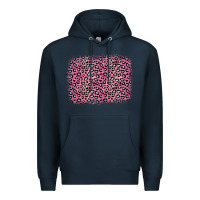 Navy pink glitter leopard with heart background Premium Hoodie - OliviaCreatesArt