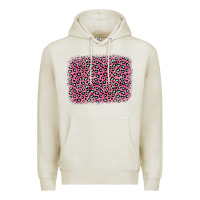 Oatmeal Heather pink glitter leopard with heart background Premium Hoodie - OliviaCreatesArt