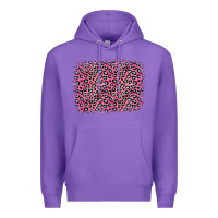 Purple pink glitter leopard with heart background Premium Hoodie - OliviaCreatesArt