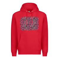Red pink glitter leopard with heart background Premium Hoodie - OliviaCreatesArt
