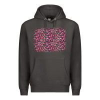 Smoke pink glitter leopard with heart background Premium Hoodie - OliviaCreatesArt