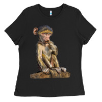 Black Baby Baboon Illustrations Ladies Tee - LillyAllenDesigns