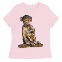 Bubblegum Pink Baby Baboon Illustrations Ladies Tee - LillyAllenDesigns