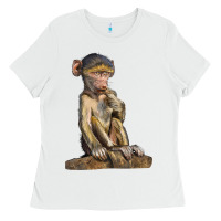 White Baby Baboon Illustrations Ladies Tee - LillyAllenDesigns