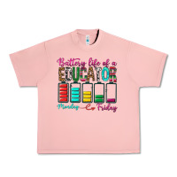 Salmon Battery Life Of A Educator Urban Heavy Tee - BundleAndBundleShop