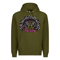 Army Green racing checkered rainbow Premium Hoodie - JahusDesignShop