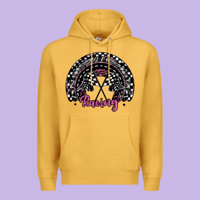 Racing Checkered Rainbow Premium Hoodie Designed By Jahusdesignshop