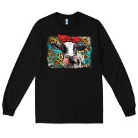Black holstein cow with glitter and leopard background Long Sleeve Tee - BarkalooDesign