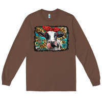 Chestnut holstein cow with glitter and leopard background Long Sleeve Tee - BarkalooDesign