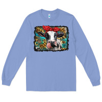 Colony Blue holstein cow with glitter and leopard background Long Sleeve Tee - BarkalooDesign