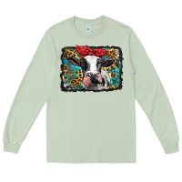 Matcha holstein cow with glitter and leopard background Long Sleeve Tee - BarkalooDesign