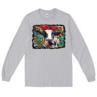 Moon Dust holstein cow with glitter and leopard background Long Sleeve Tee - BarkalooDesign