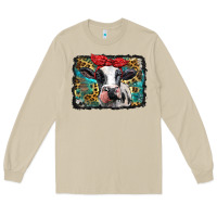Mushroom holstein cow with glitter and leopard background Long Sleeve Tee - BarkalooDesign