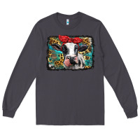 Smoke holstein cow with glitter and leopard background Long Sleeve Tee - BarkalooDesign