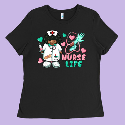 Nurse Life Afro American Nurse Ladies Tee Designed By Barkaloodesign