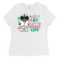 White nurse life afro american nurse Ladies Tee - BarkalooDesign
