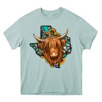 Arona Texas map long haired shaggy cow Heavy Core Tee - Jasminsmagicworld