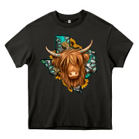Asphalt Texas map long haired shaggy cow Heavy Core Tee - Jasminsmagicworld