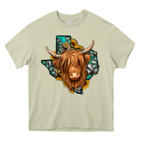 Mossy Texas map long haired shaggy cow Heavy Core Tee - Jasminsmagicworld