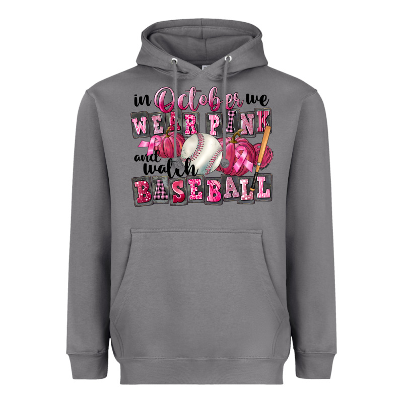 In October We Wear Pink And Watch Baseball Heavyweight Hoodie by FaDigitalArtStudio | Teevron