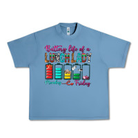 Pebble Blue Battery Life Of A lunch Lady Urban Heavy Tee - BundleAndBundleShop