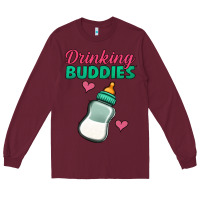 Burgundy drinking buddies baby bottle Long Sleeve Tee - Jasminsmagicworld