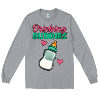Heather Grey drinking buddies baby bottle Long Sleeve Tee - Jasminsmagicworld
