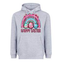 Heather Grey Happy Easter eggs rainbow Heavyweight Hoodie - OliviaCreatesArt