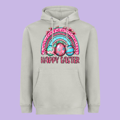 Happy Easter Eggs Rainbow Heavyweight Hoodie Designed By Oliviacreatesart