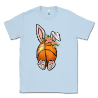Dusty Blue Basketball Easter Bunny Classic Tee - BundleAndBundleShop