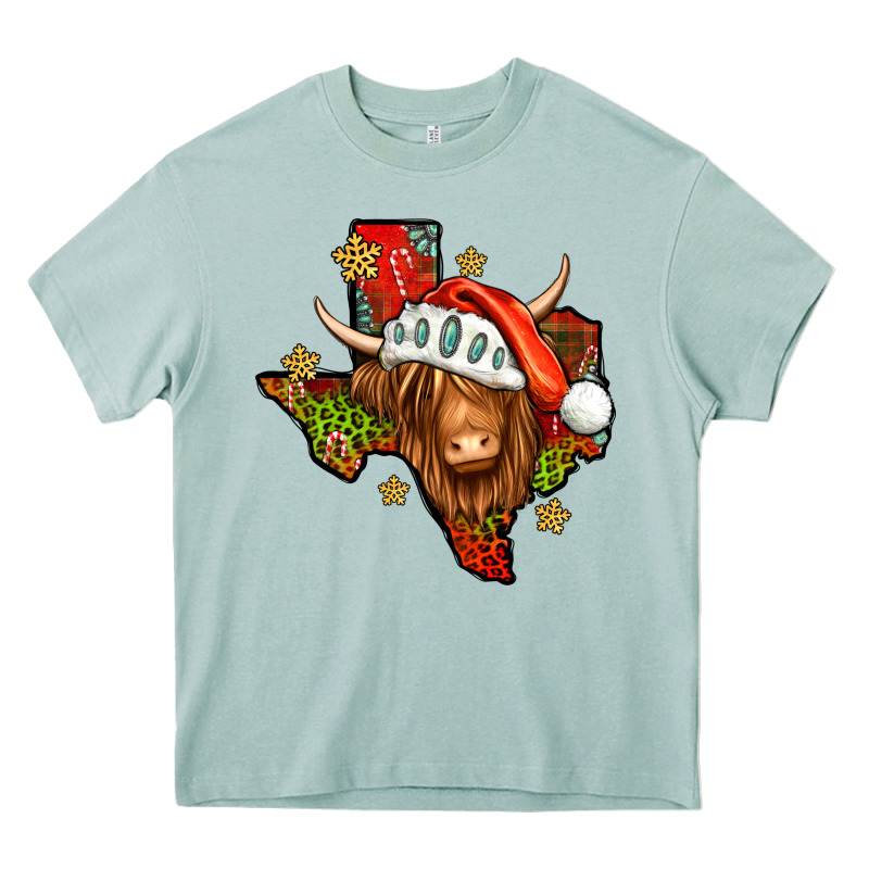 Shaggy Cow Texas Christmas Heavy Core Tee by Jasminsmagicworld | Teevron