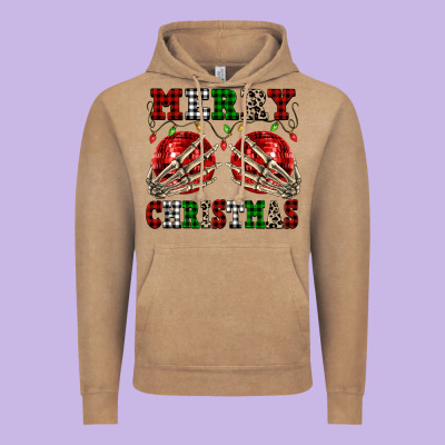 Merry Christmas Skeleton Hands Boobs Vintage Hoodie Designed By Nancycooperartshop