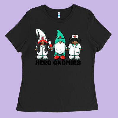 Hero Gnomies African American Nurse Gnomies Medical Gnomies Ladies Tee Designed By Barkaloodesign
