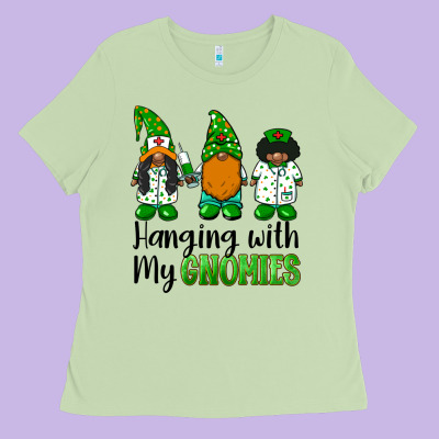 Hanging With My Gnomies African American Nurse Gnomies Ladies Tee Designed By Barkaloodesign