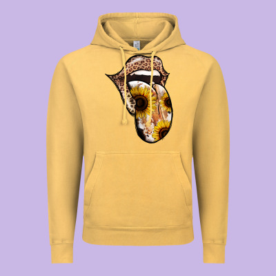 Leopard Sunflower Tongue Vintage Hoodie Designed By Jasminsmagicworld