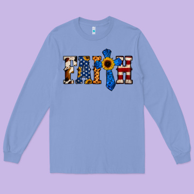 Faith  Th Of July Cross Long Sleeve Tee Designed By Jasminsmagicworld