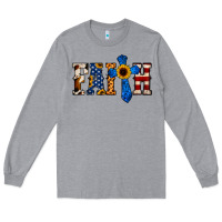 Heather Grey faith  th of july cross Long Sleeve Tee - Jasminsmagicworld