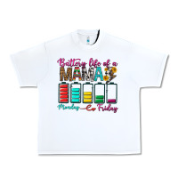 White Battery Life Of A Mama Urban Heavy Tee - BundleAndBundleShop