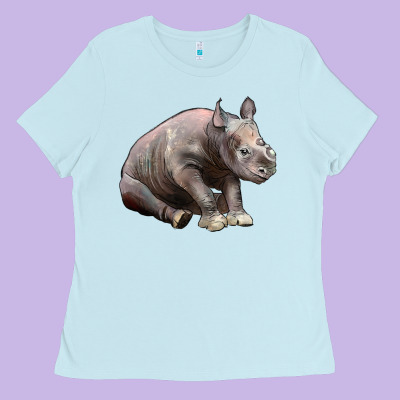Baby Rhino Illustrations Ladies Tee Designed By Lillyallendesigns
