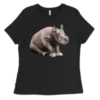 Black Baby Rhino Illustrations Ladies Tee - LillyAllenDesigns