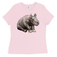 Bubblegum Pink Baby Rhino Illustrations Ladies Tee - LillyAllenDesigns