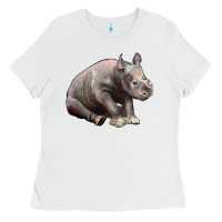 White Baby Rhino Illustrations Ladies Tee - LillyAllenDesigns