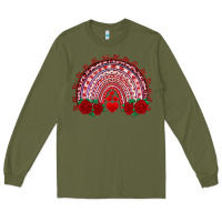 Army Green valentines day rainbow with roses Long Sleeve Tee - RanaPortraitStore