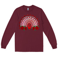 Burgundy valentines day rainbow with roses Long Sleeve Tee - RanaPortraitStore