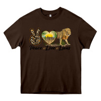 Chocolate Brown peace love lions Heavy Core Tee - LillyAllenDesigns