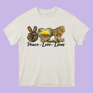 Peace Love Lions Heavy Core Tee Designed By Lillyallendesigns