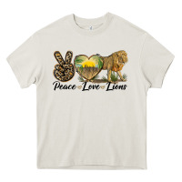 Cream peace love lions Heavy Core Tee - LillyAllenDesigns