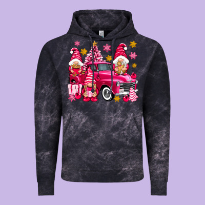 Pink Christmas Gnomes Truck Vintage Hoodie Designed By Nancycooperartshop
