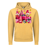 Vintage Mustard Pink christmas gnomes truck Vintage Hoodie - NancyCooperArtShop